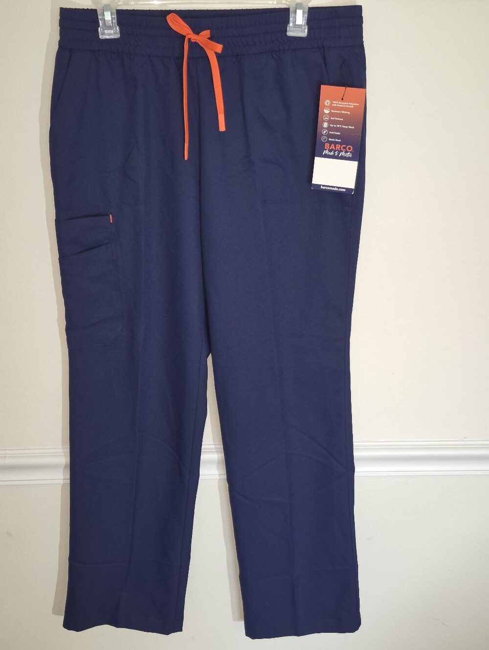 Barco Scrubs Uniforms Navy Pants with Orange Drawstring